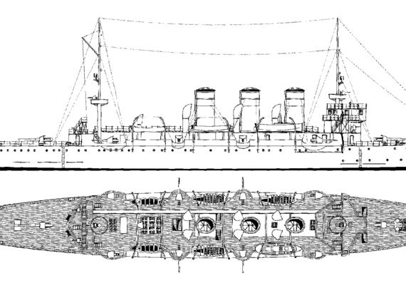 Корабль Turkey- Mecidiye [Protected Cruiser] (1903) - чертежи, габариты, рисунки
